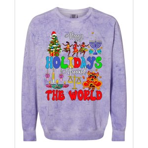 Holidays Around World Xmas Hanukkah Kwanzaa Diwali New Year Colorblast Crewneck Sweatshirt