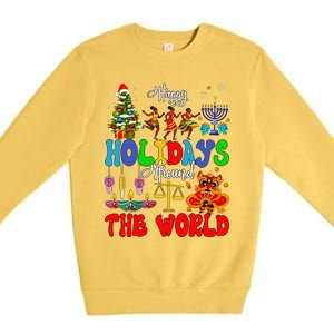 Holidays Around World Xmas Hanukkah Kwanzaa Diwali New Year Premium Crewneck Sweatshirt