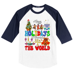 Holidays Around World Xmas Hanukkah Kwanzaa Diwali New Year Baseball Sleeve Shirt