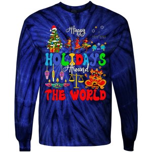 Holidays Around World Xmas Hanukkah Kwanzaa Diwali New Year Tie-Dye Long Sleeve Shirt