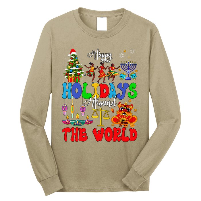 Holidays Around World Xmas Hanukkah Kwanzaa Diwali New Year Long Sleeve Shirt