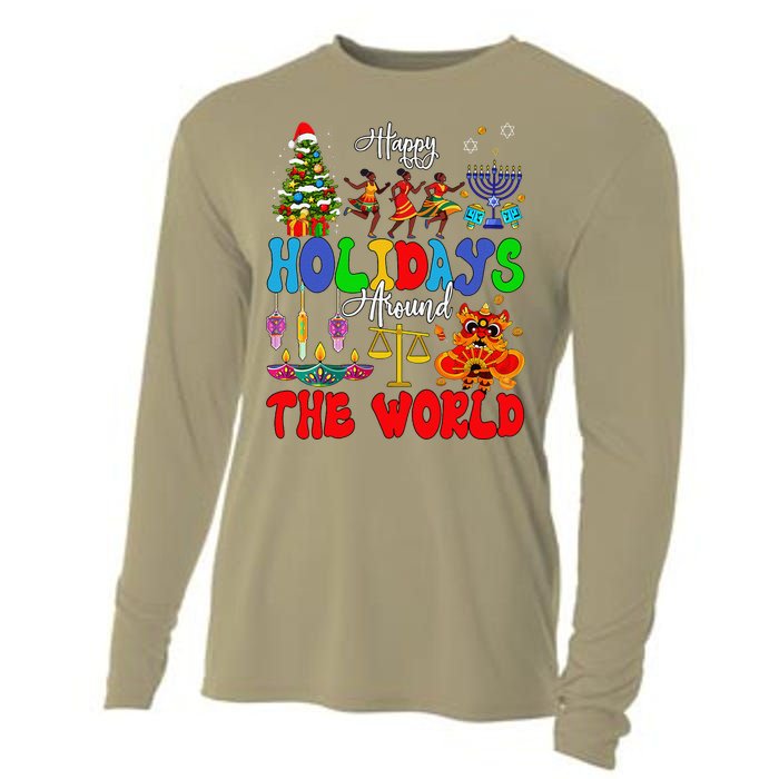 Holidays Around World Xmas Hanukkah Kwanzaa Diwali New Year Cooling Performance Long Sleeve Crew