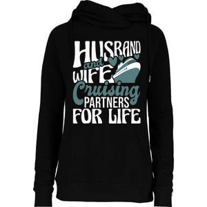 Husband And Wife Cruising Partners For Life Cruiser Cruise Womens Funnel Neck Pullover Hood