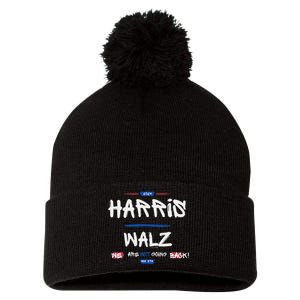 Harris And Walz We Are Not Going Back Nov 5th 2024 Vote Pom Pom 12in Knit Beanie