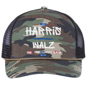 Harris And Walz We Are Not Going Back Nov 5th 2024 Vote Retro Rope Trucker Hat Cap