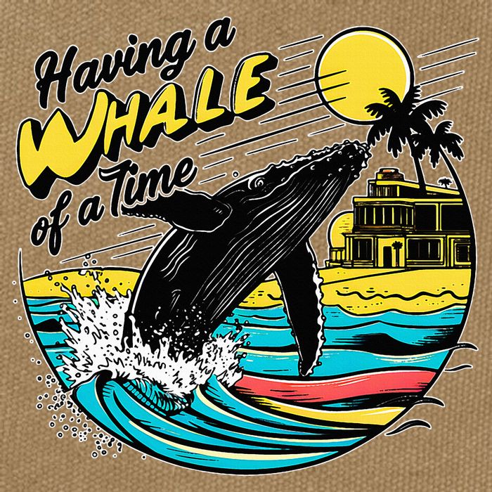 Having A Whale Of A Time Funny Humorous Beach Cotton Canvas Backpack