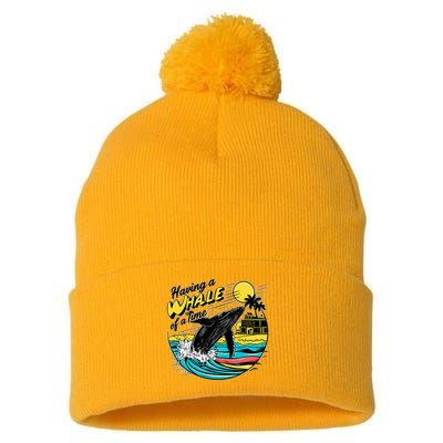 Having A Whale Of A Time Funny Humorous Beach Pom Pom 12in Knit Beanie