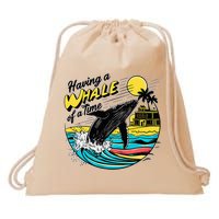 Having A Whale Of A Time Funny Humorous Beach Drawstring Bag