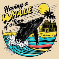 Having A Whale Of A Time Funny Humorous Beach Drawstring Bag