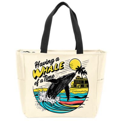 Having A Whale Of A Time Funny Humorous Beach Zip Tote Bag