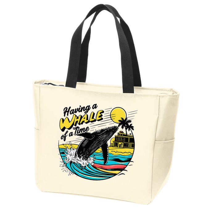 Having A Whale Of A Time Funny Humorous Beach Zip Tote Bag