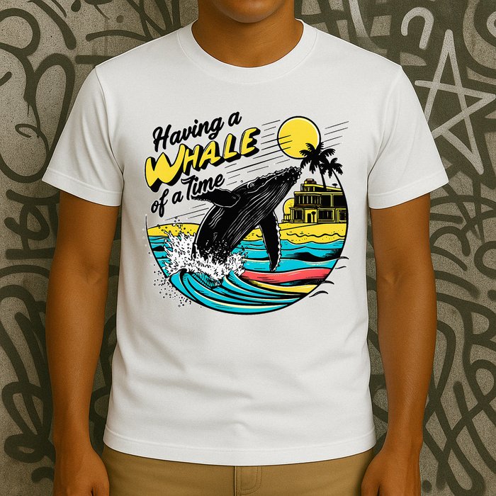 Having A Whale Of A Time Funny Humorous Beach T-Shirt