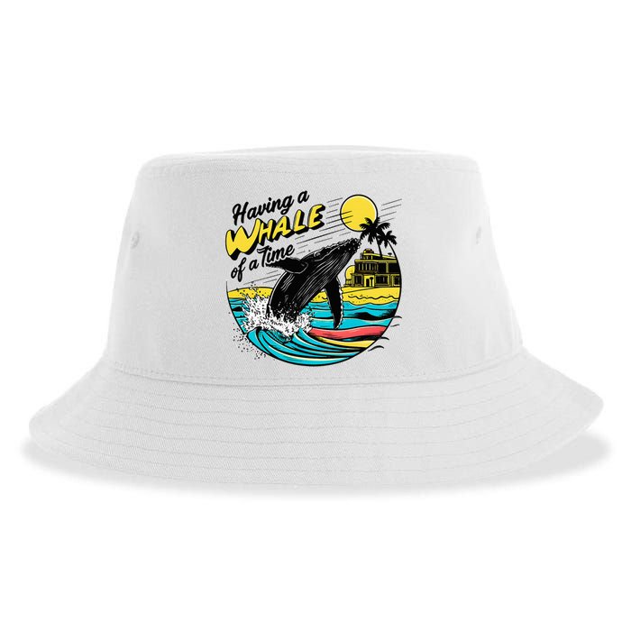 Having A Whale Of A Time Funny Humorous Beach Sustainable Bucket Hat