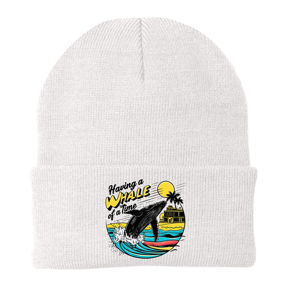 Having A Whale Of A Time Funny Humorous Beach Beanie