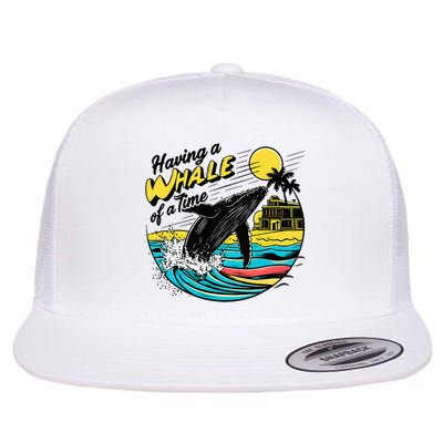 Having A Whale Of A Time Funny Humorous Beach Flat Bill Trucker Hat