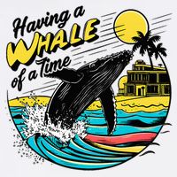 Having A Whale Of A Time Funny Humorous Beach Flat Bill Trucker Hat