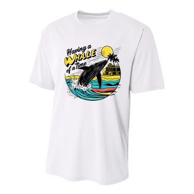 Having A Whale Of A Time Funny Humorous Beach Youth Performance Sprint T-Shirt