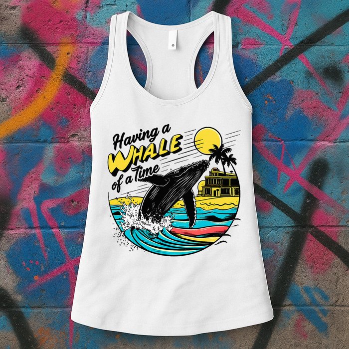 Having A Whale Of A Time Funny Humorous Beach Womens Tank Top