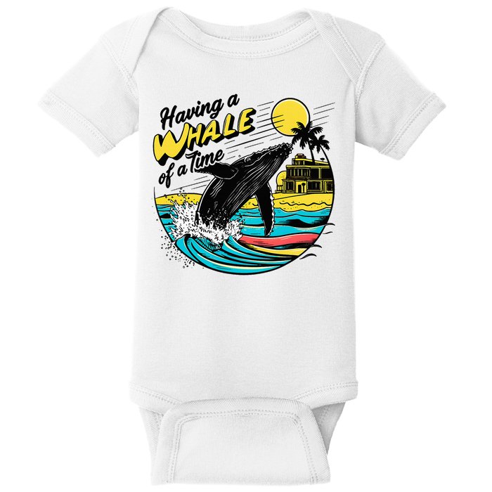 Having A Whale Of A Time Funny Humorous Beach Baby Bodysuit