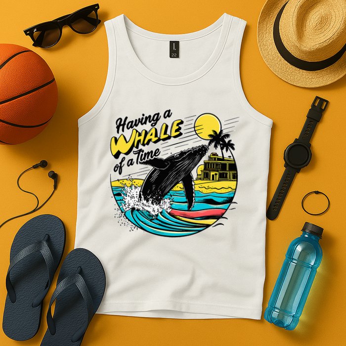 Having A Whale Of A Time Funny Humorous Beach Tank Top