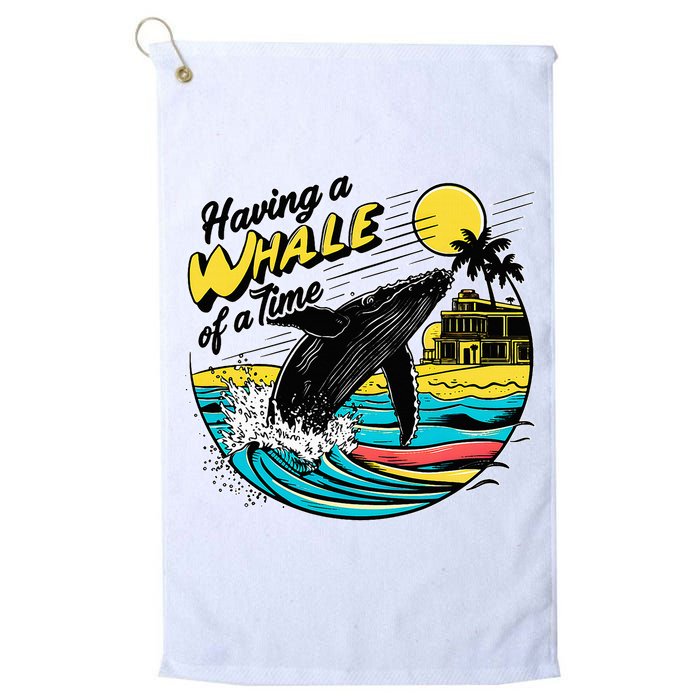 Having A Whale Of A Time Funny Humorous Beach Golf Towel