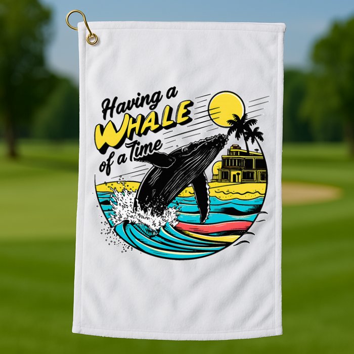 Having A Whale Of A Time Funny Humorous Beach Golf Towel