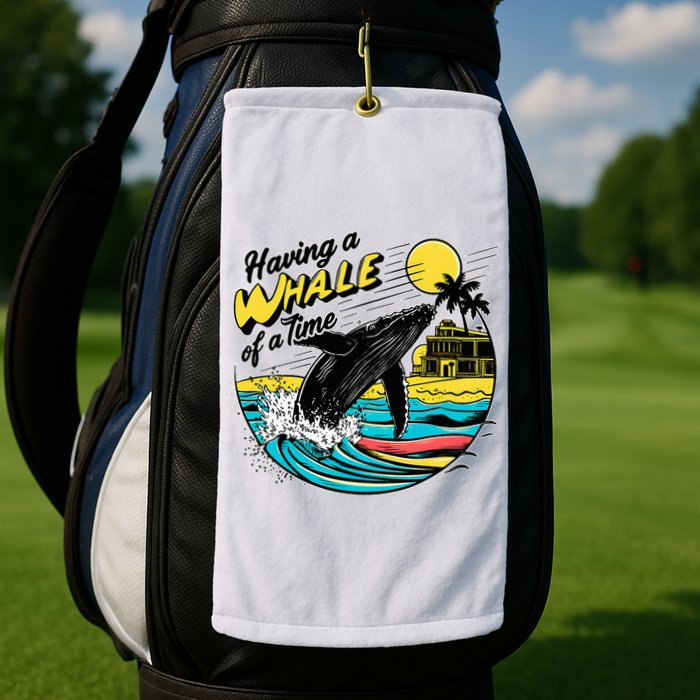 Having A Whale Of A Time Funny Humorous Beach Golf Towel