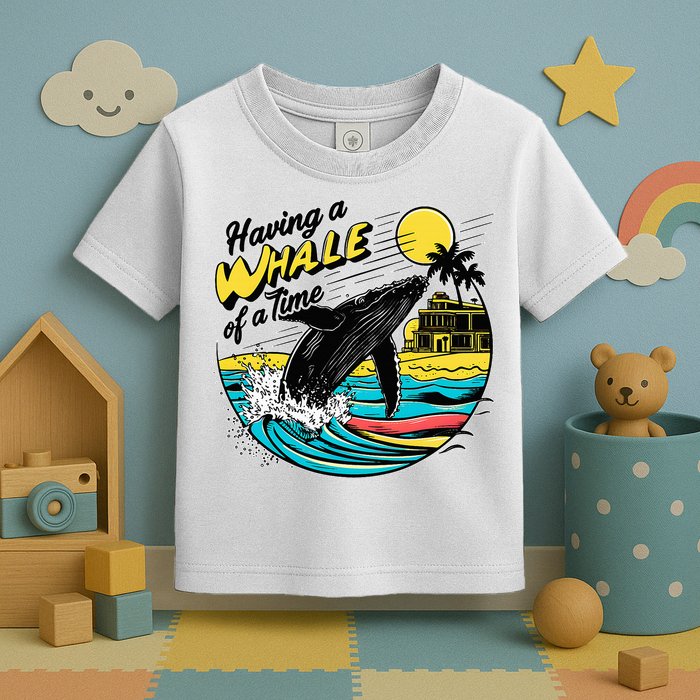 Having A Whale Of A Time Funny Humorous Beach Toddler T-Shirt