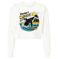 Having A Whale Of A Time Funny Humorous Beach Cropped Pullover Crew