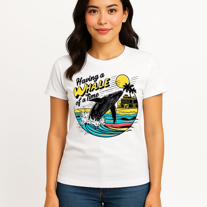Having A Whale Of A Time Funny Humorous Beach Womens T-Shirt