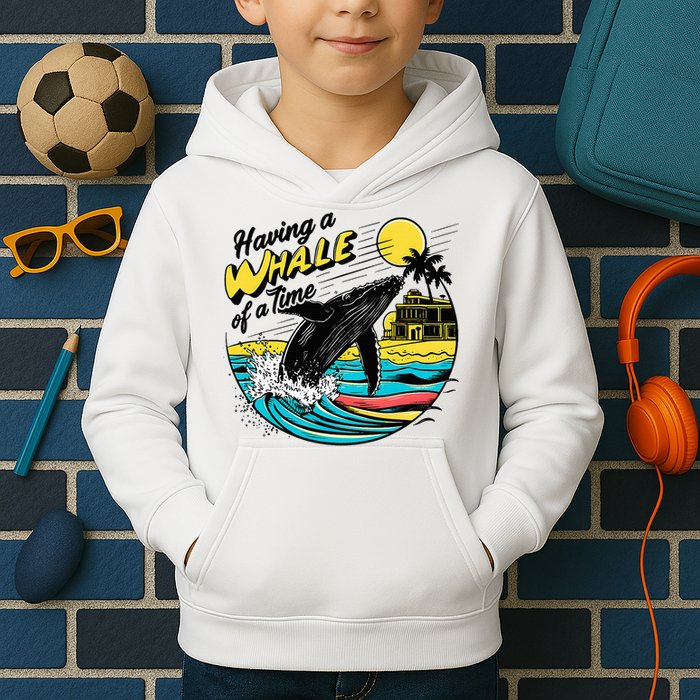 Having A Whale Of A Time Funny Humorous Beach Kids Hoodie