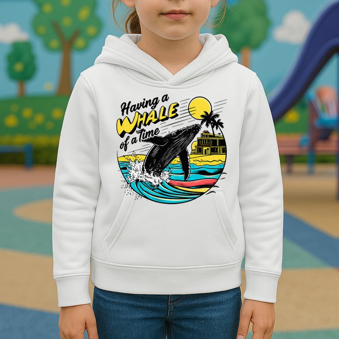 Having A Whale Of A Time Funny Humorous Beach Kids Hoodie