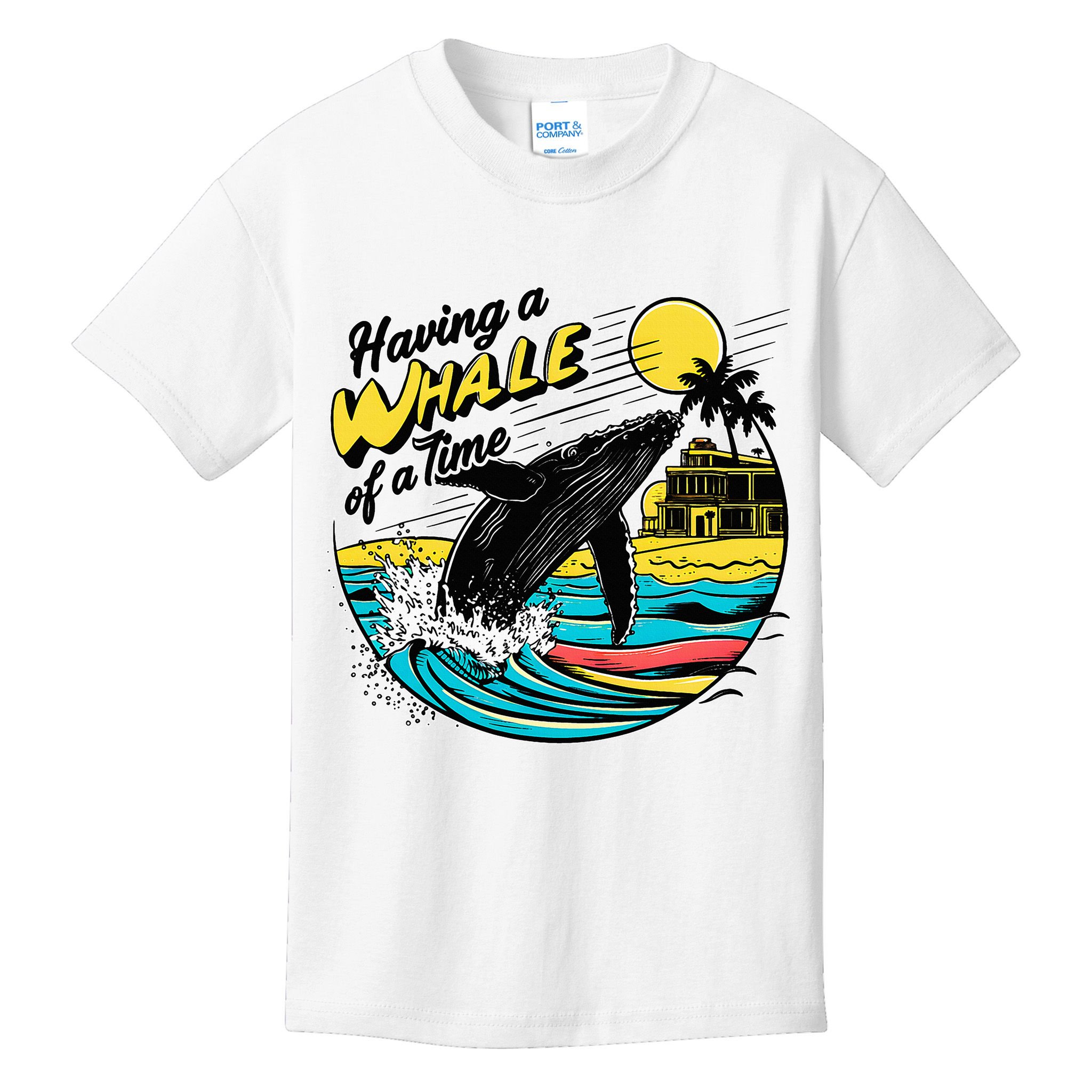 Having A Whale Of A Time Funny Humorous Beach Kids T-Shirt