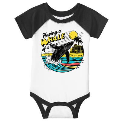 Having A Whale Of A Time Funny Humorous Beach Infant Baby Jersey Bodysuit