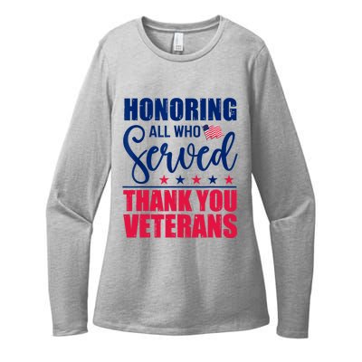 Honoring All Who Served Thank You Veterans Day American Flag Womens CVC Long Sleeve Shirt