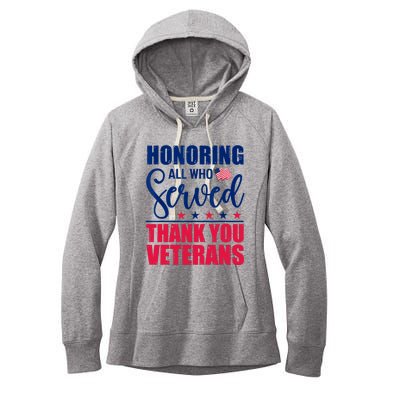 Honoring All Who Served Thank You Veterans Day American Flag Women's Fleece Hoodie