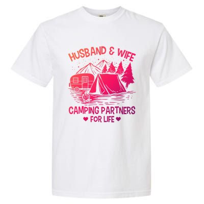 Husband And Wife Camping Partner For Life Gift Garment-Dyed Heavyweight T-Shirt