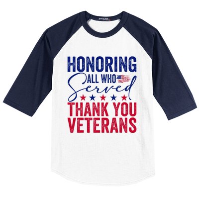 Honoring All Who Served Thank You Baseball Sleeve Shirt