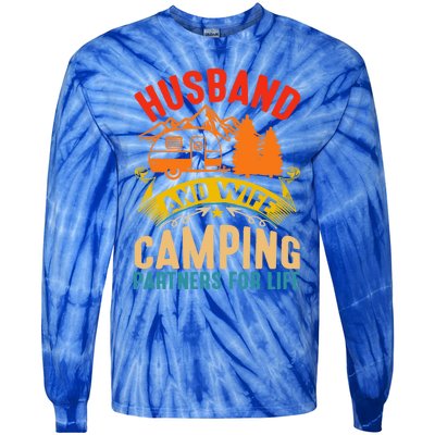 Husband And Wife Camping Partners For Life Camper Camping Gift Tie-Dye Long Sleeve Shirt