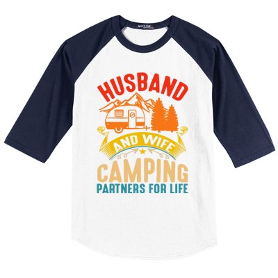 Husband And Wife Camping Partners For Life Camper Camping Gift Baseball Sleeve Shirt