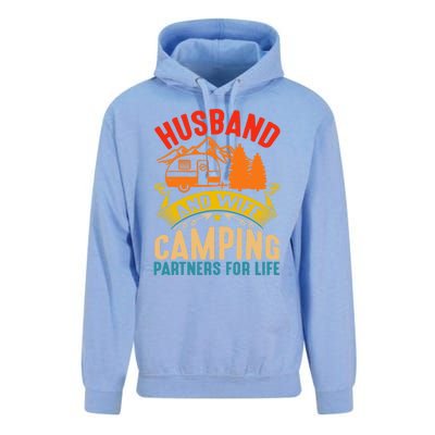 Husband And Wife Camping Partners For Life Camper Camping Gift Unisex Surf Hoodie