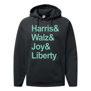 Harris And Walz And Joy And Liberty Performance Fleece Hoodie