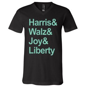 Harris And Walz And Joy And Liberty V-Neck T-Shirt