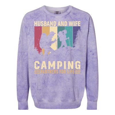 Husband And Wife Camping Partners For Life Funny Gift Colorblast Crewneck Sweatshirt