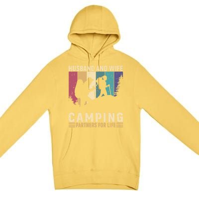 Husband And Wife Camping Partners For Life Funny Gift Premium Pullover Hoodie