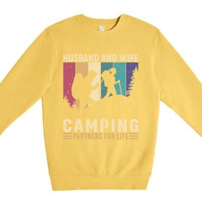 Husband And Wife Camping Partners For Life Funny Gift Premium Crewneck Sweatshirt