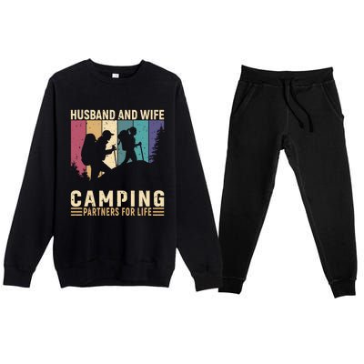 Husband And Wife Camping Partners For Life Funny Gift Premium Crewneck Sweatsuit Set