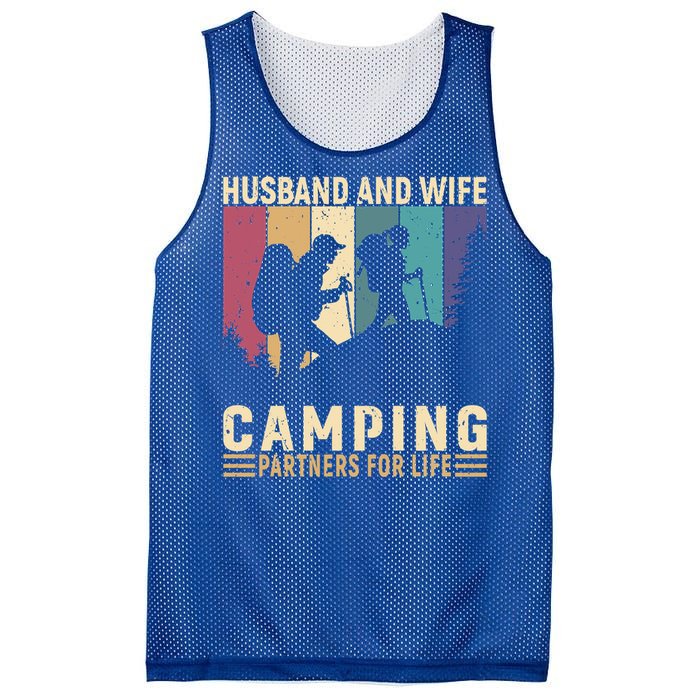 Husband And Wife Camping Partners For Life Funny Gift Mesh Reversible Basketball Jersey Tank