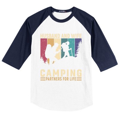 Husband And Wife Camping Partners For Life Funny Gift Baseball Sleeve Shirt