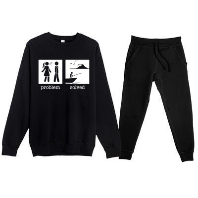 Husband And Wife Fishing Partners For Life Fisherman Couple Premium Crewneck Sweatsuit Set